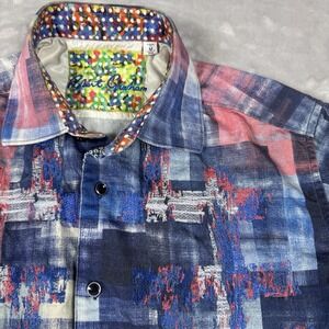 Robert Graham Picnic Sport Multicolored Shirt Size Medium Embroidered Flip Cuff